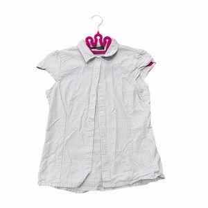 Brandy Melville Blue White Striped Short Sleeve Button Down Top